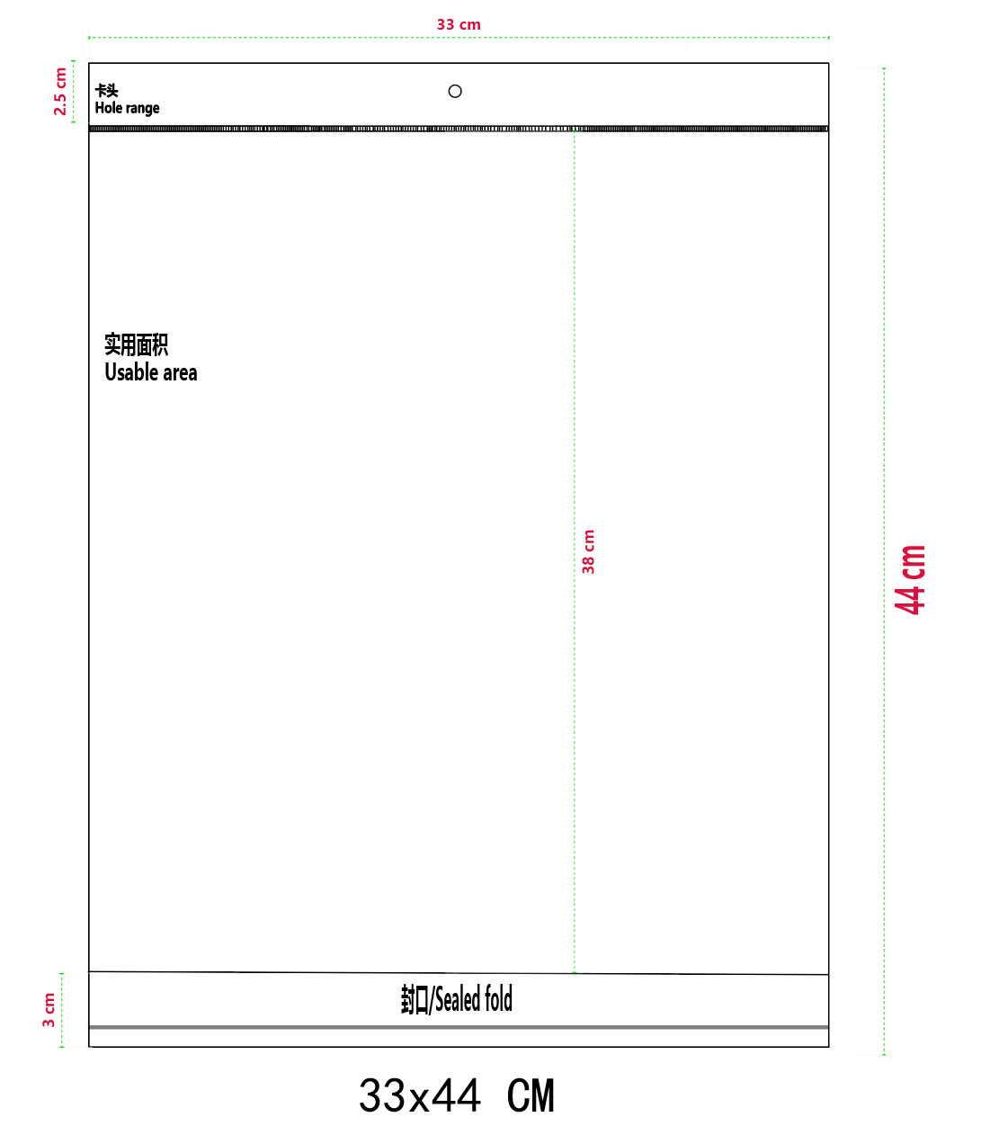 33*44*흰색+투명 100pcs/PCS*양면 5 실크