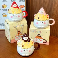 漫画の表情の陶磁器のマグカップの高い顔の値のお土産のコップは女性の蜜の少女の心のコップの家庭用朝食のコップを送ります。
