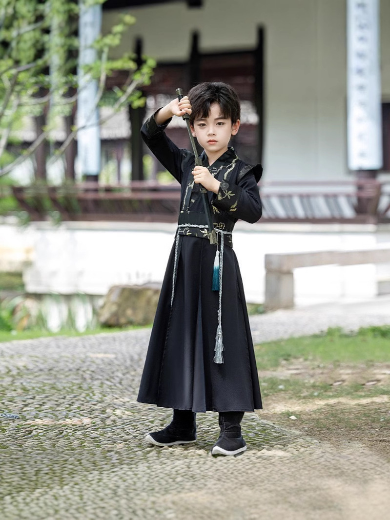 Trajes antiguos para niños, vestidos chinos, vestidos chinos, vestidos de primavera y verano, vestidos de rendimiento de tres caracteres