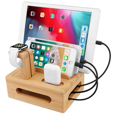 适用于airpods蓝牙充电收纳架竹制支架工艺品手机ipad收纳盒定制