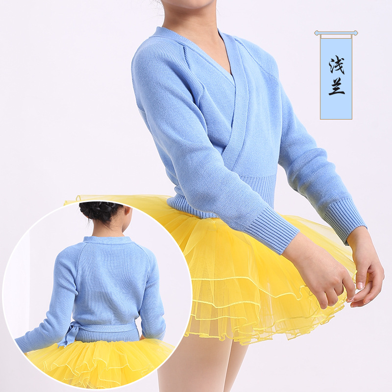 가을 겨울 연습용 스웨터, 아동용 댄스복, 가디건, 레이스업 스웨터, 여아용 연습복 주목