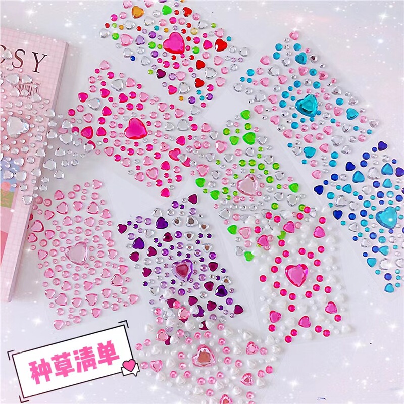 Children's Stickers Gem Crystal Acrylic Diamond Stickers Girl Decoration DIY Reward Stickers Goo Chuck Girl