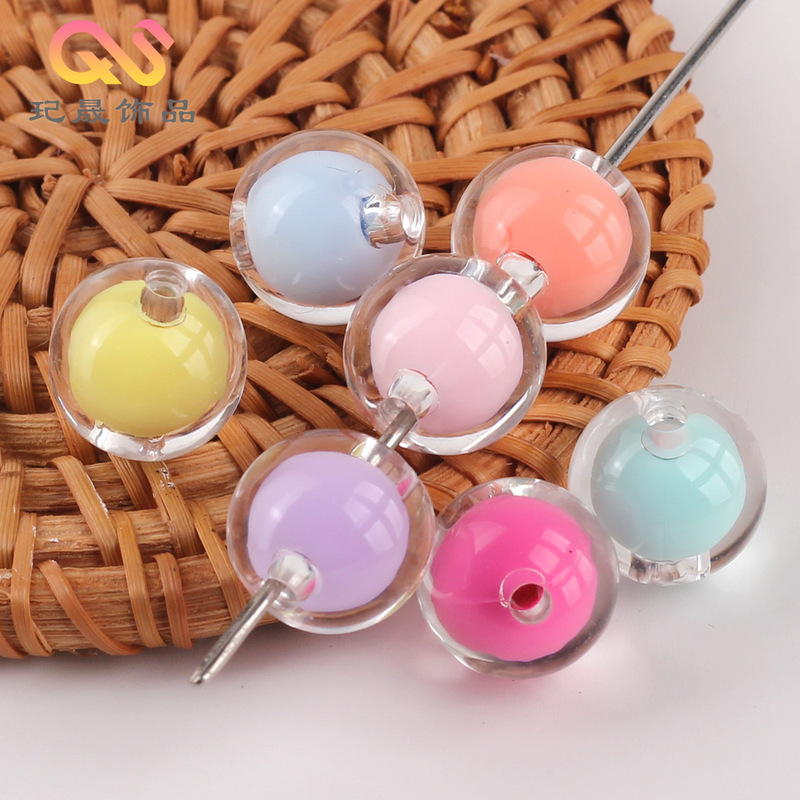 Factory direct 8-16MM transparent inner color straight hole beads beads in beads DIY bracelet jewelry accessories wholesale