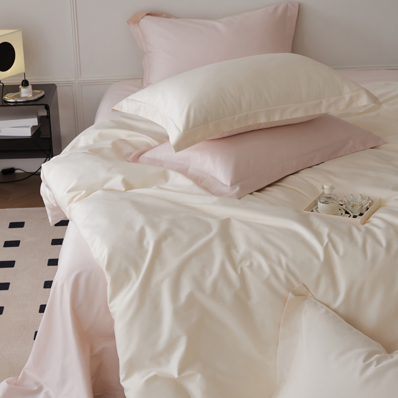 Pure Cotton Bedding Set High End Four Piece Solid Colour Bedding_voghion.com