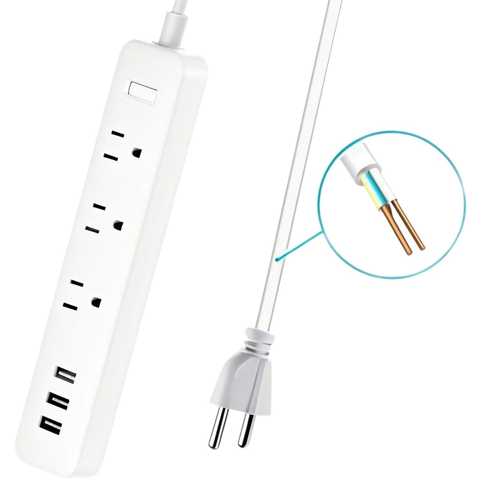 现货批发跨境美规多位插孔USB电源快充插排全白家用美标充电插座