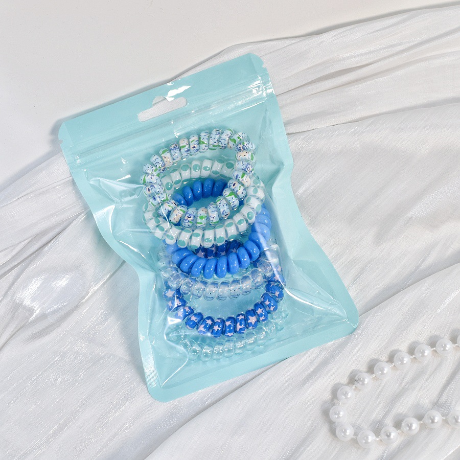 35g Weight Telephone Cord Hair Tie Hair Accessories Type 1 Set Quantity Holiday, Daily Occasion Plastic Material Color Block Pattern Women's Gender Simple Style, Classic Style Style Women's Simple Style Classic Style Color Block Plastic Telephone Cord Hair Tie 5