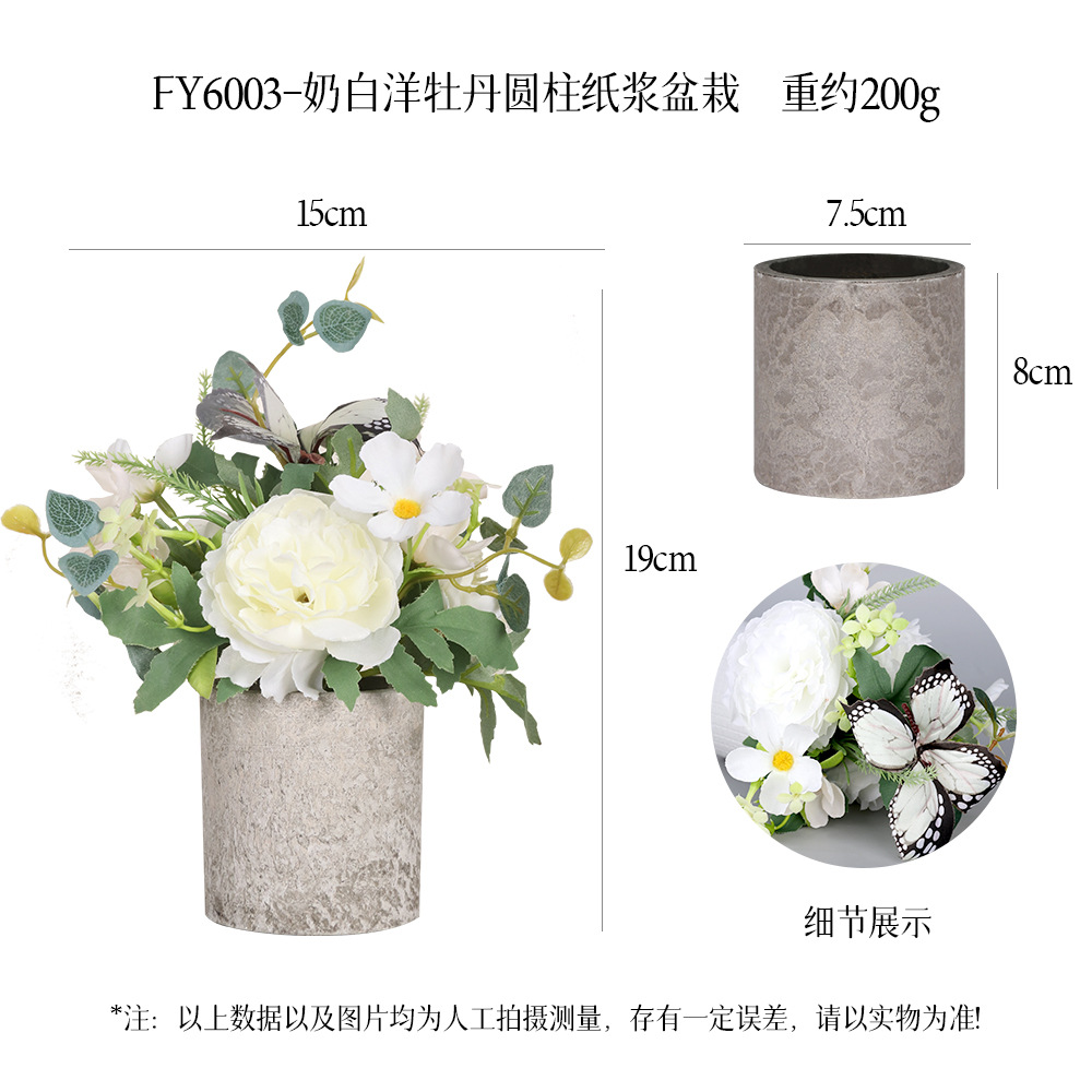 Más de 240 combinaciones populares de macetas con plantas verdes artificiales, decoraciones para el hogar, flores artificiales, bonsáis cilíndricos de pulpa de papel.