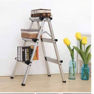 New Double-Sided Aluminum Alloy Ladder Indoor and Outdoor Household Folding Ladder Japanese Double-Layer Herringbone Ladder Household Stool Ladder Wholesale