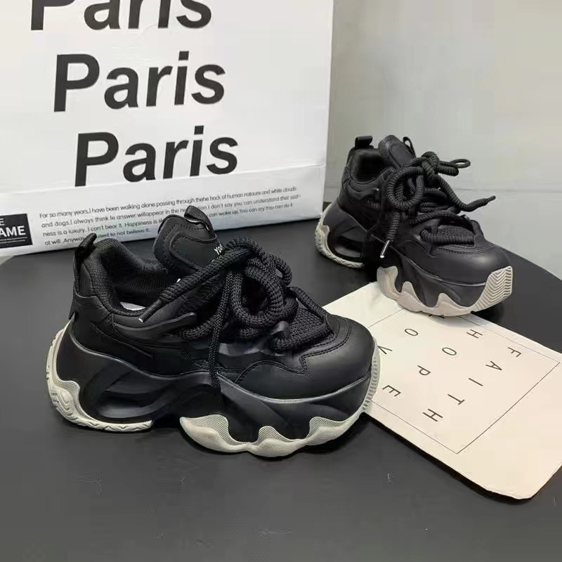 Altura de suela gruesa de las mujeres que aumenta los zapatos de papá, 2024 primavera nuevos zapatos respirables ligeros, zapatilla de deporte de las mujeres