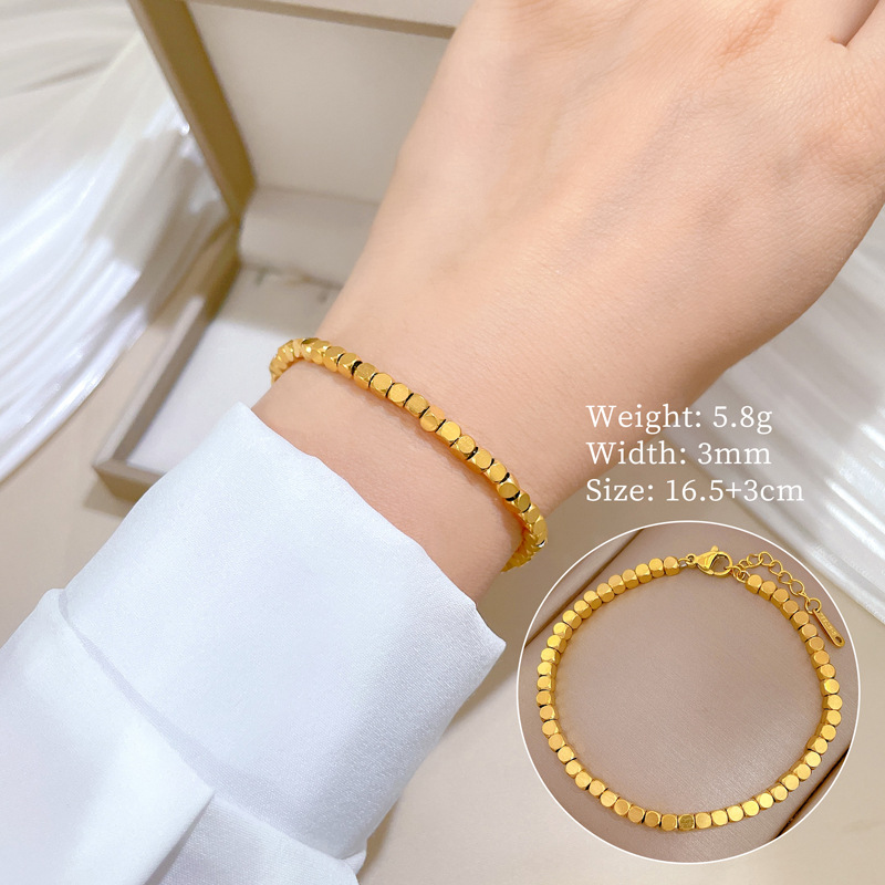 Minimalist Retro Box Chain Bracelet For Women Silver Tone Stylish_voghion.com