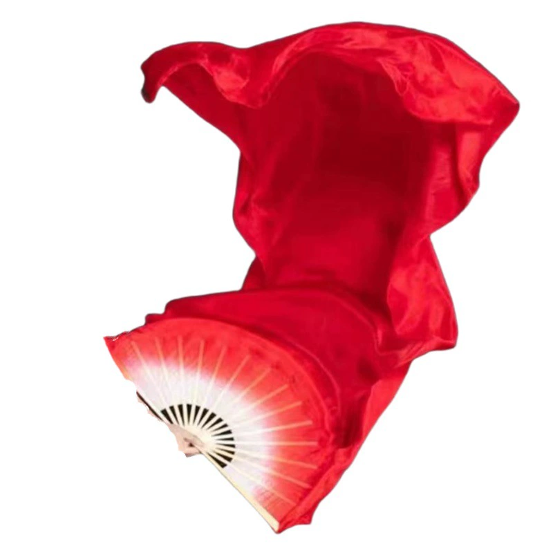 Шелковый Классический танец длинный Шелковый веер Китайский стиль красный градиент длинный веер танцевальный перформанс удлиненный розовый красный танцевальный веер