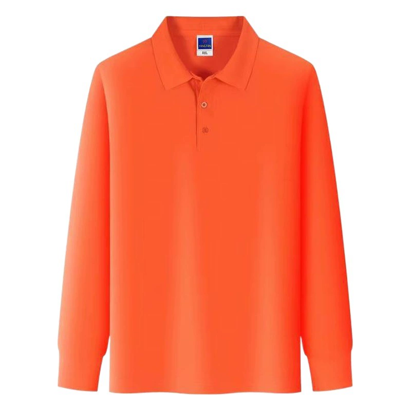 Футболка-поло из 65% хлопка с длинным рукавом и отложным воротником, корпоративная униформа для групповых работ, рекламная, культурная, с возможностью нанесения логотипа на заказ