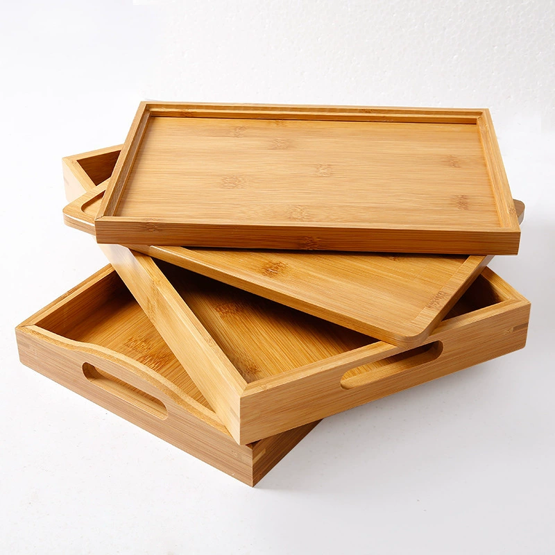 Rectangular Japanese wooden dinner plate for home use with glass
