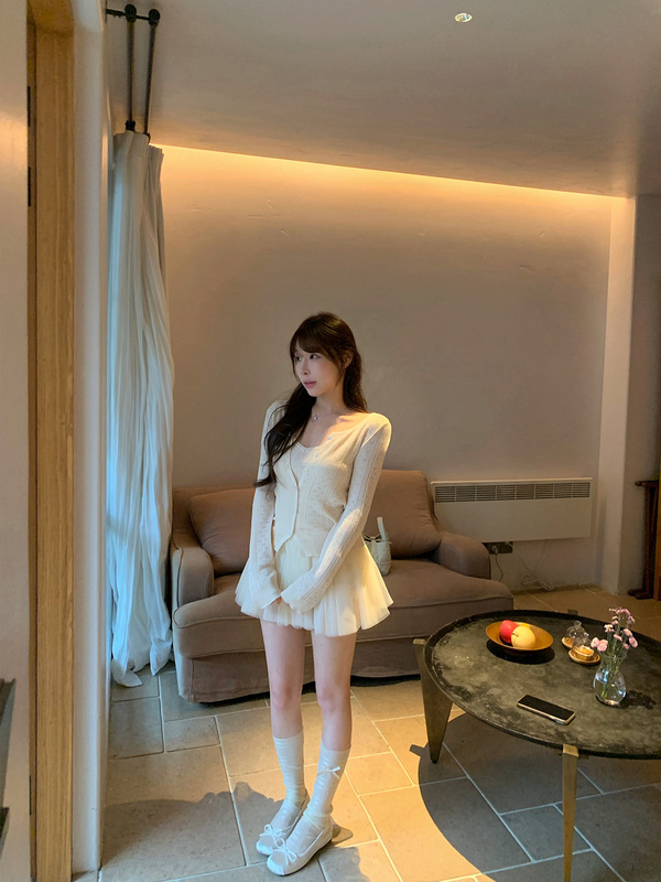 Lukira【娇嗲花苞】甜美网纱半身裙女芭蕾风收腰a字蓬蓬短裙|undefined