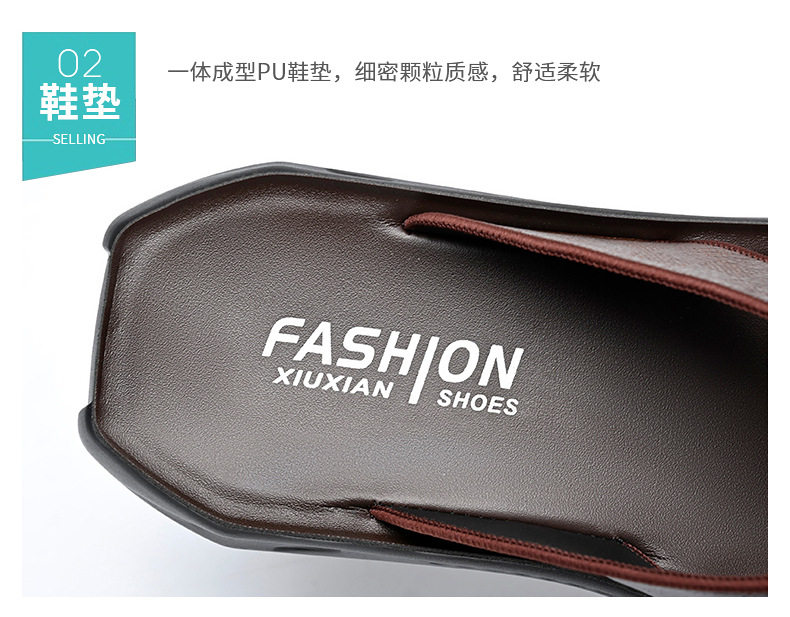 Dép xỏ ngón nam da bò lớp đầu chống trượt, phong cách casual đi ngoài trời — XQ2266 màu nâu, XQ2266 màu đen chi tiết 9