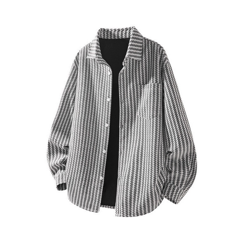 Heavyweight Fishbone Pattern Chanel-Style Shirt Jacket for Men, American Retro Spring and Autumn High-End Stylish Lapel Jacket Heavyweight Fishbone Pattern Chanel-Style Shirt Jacket for Men, American Retro Spring and Autumn High-End Stylish Lapel Jacket