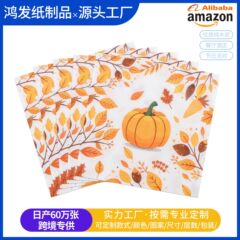 感謝祭カボチャプリントナプキンアマゾンホリデーパーティー使い捨て正方形ナプキン洋食レストランパーティーナプキン