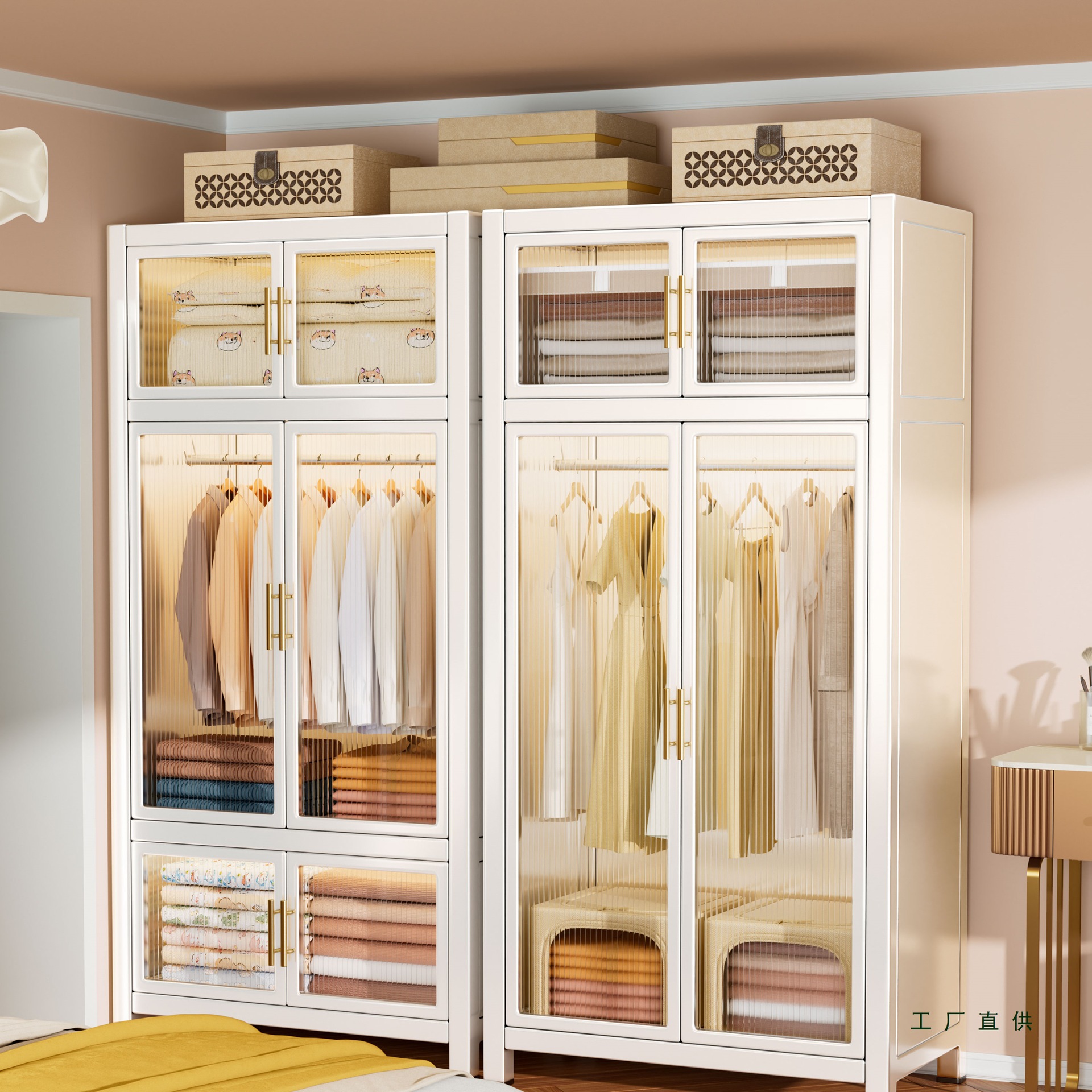 Steel Wardrobe for Bedroom, Economical Iron Art Wardrobe for Rental Apartments, Children's 2025 Popular Storage Hanging Wardrobe