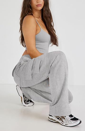 Women's Clothing New Multi Pocket Y2K Overalls Casual Loose Sports Fitness Wide Leg Pants_voghion.com