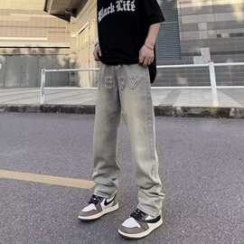 美式工装牛仔裤男女秋季2025新款潮牌高街直筒裤vibe宽松阔腿长裤