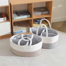 1便携棉绳编织大容量妈咪尿布包亚马逊跨境热销尿布袋分隔收纳筐