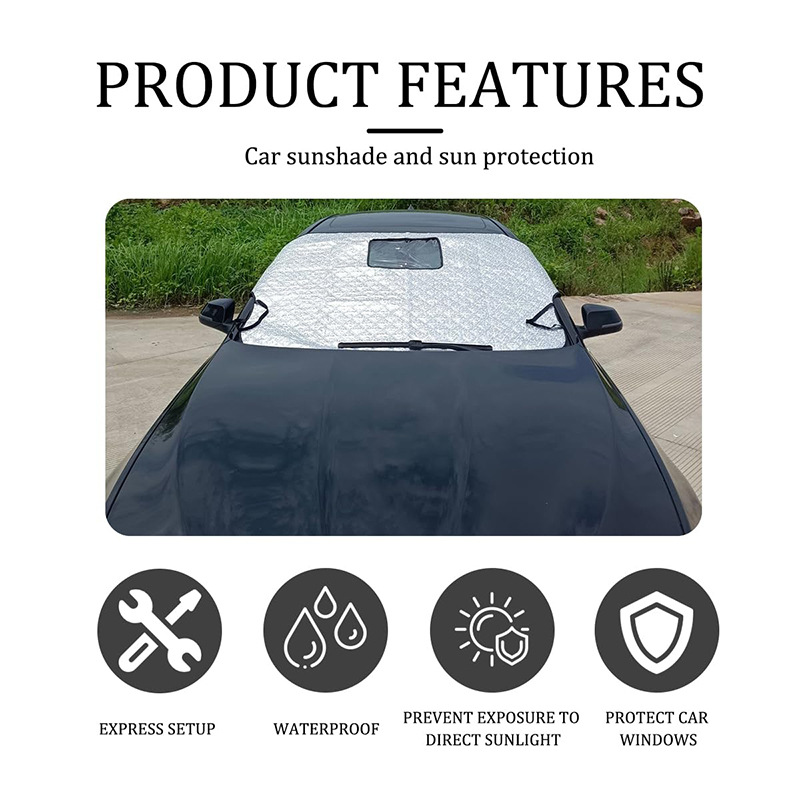Universal Snow Shield Car Sunshade Car-Mounted Sunshade Open-Hole Front Windshield Heat Shield Car Sunshade Front Shield