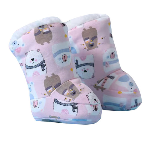 Autumn/Winter New Thick Cotton Baby Shoes, Warm Shoes with Fleece Lining, Stylish and Cute Baby Walking Shoes