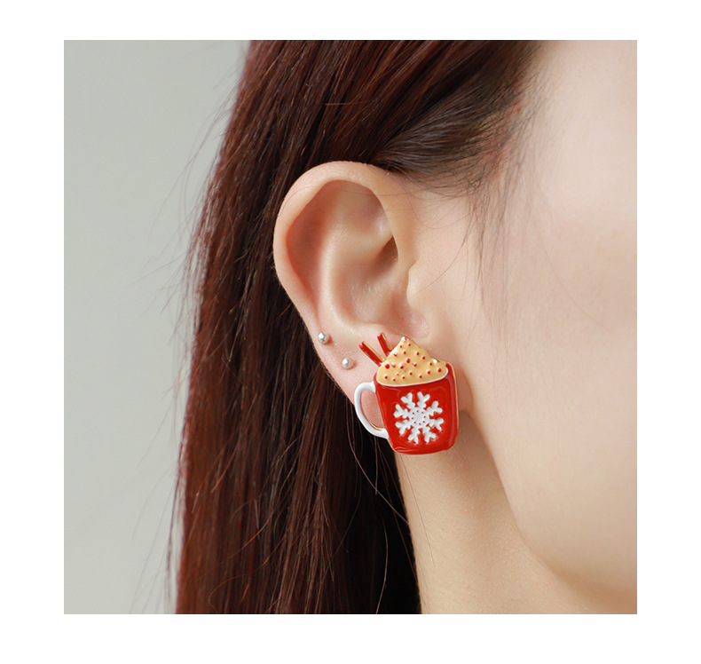 Cute Cup Bow Knot Snowflake Alloy Enamel Christmas Women's Earrings Necklace display picture 2