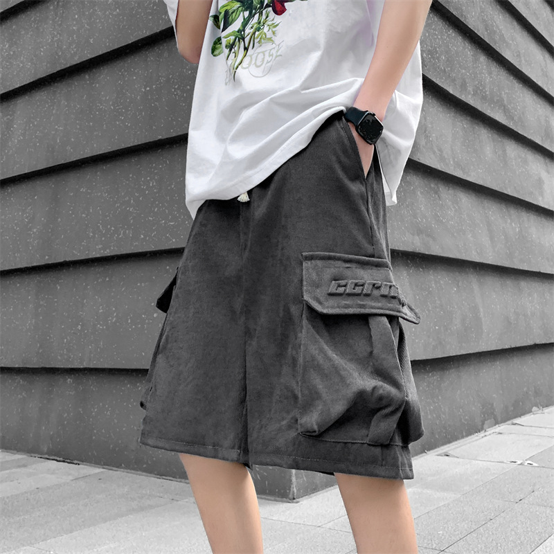 American Vintage Retro Cargo Shorts Men's Trendy High Street Loose Casual Knee-Length Shorts Summer Thin Mid-Length Shorts