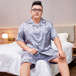 Fat Brother Extra Large 150kg Men's Pajamas Ice Silk Short Sleeve Summer Style Plus Size Plus Size Loose Wearable 100kg Men