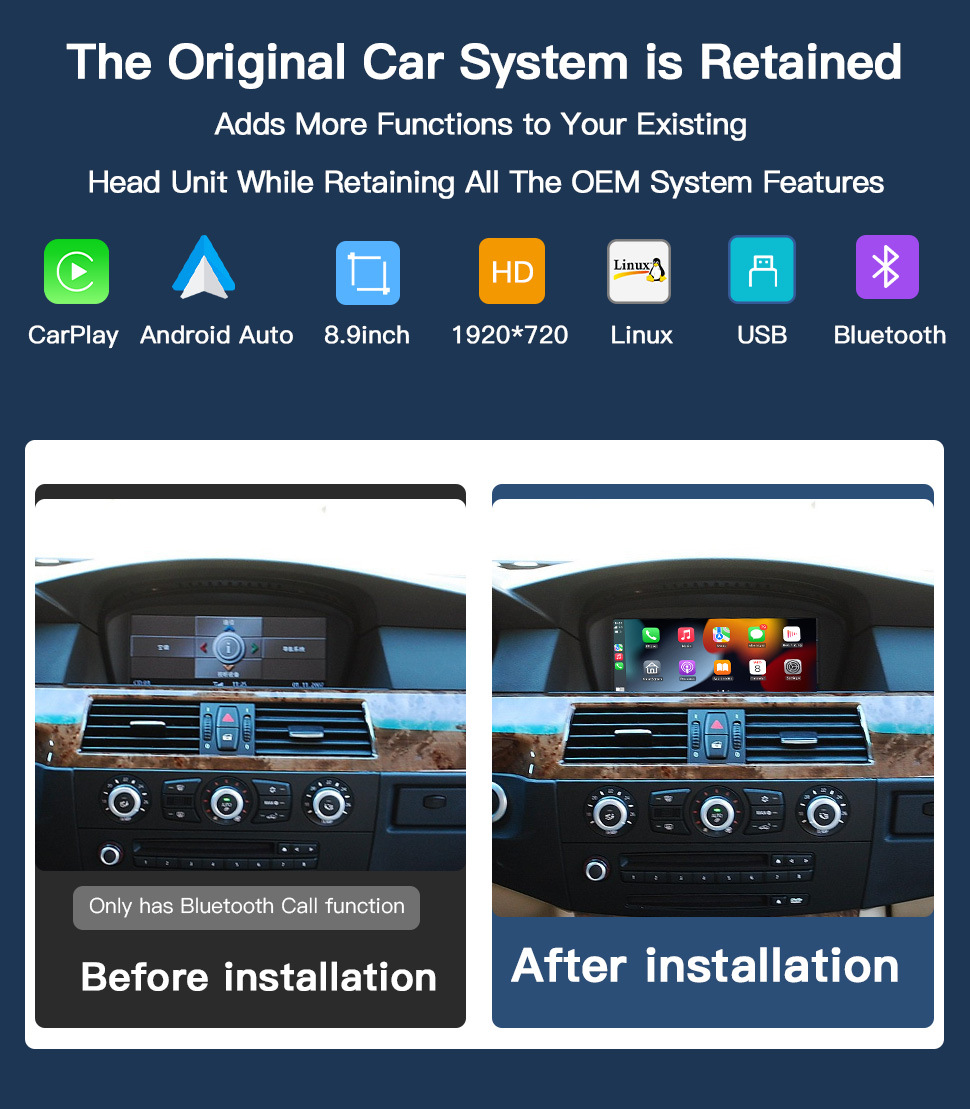 Suitable for Bmw 3/5 Series E60 E61E90 E92 Ccc/Cic Central Control Large Screen Carplay Navigation All-In-One Machine