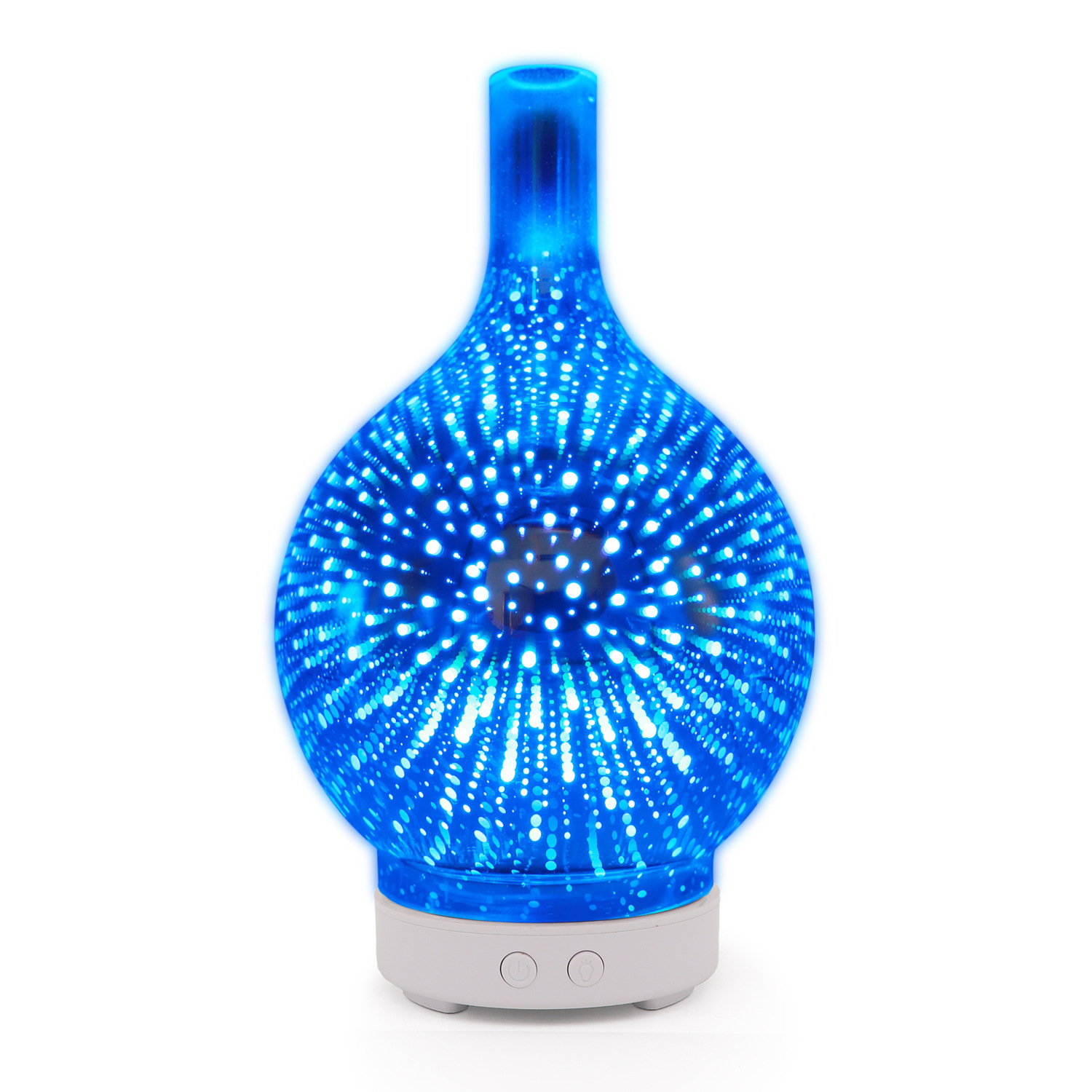 Fábrica al por mayor 100mL luz de la noche creativa 3D fuegos artificiales de vidrio máquina de aromaterapia colorido aromaterapia cielo estrellado amor humidificador