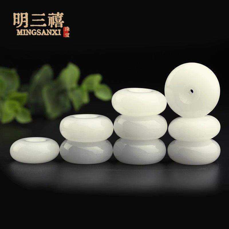 Welfare Xinjiang White Jade Ping An Buckle Pendant Gold Silk Jade Pendant Sales Gift Exhibition Temple Fair Scenic Area Accompanying Gift