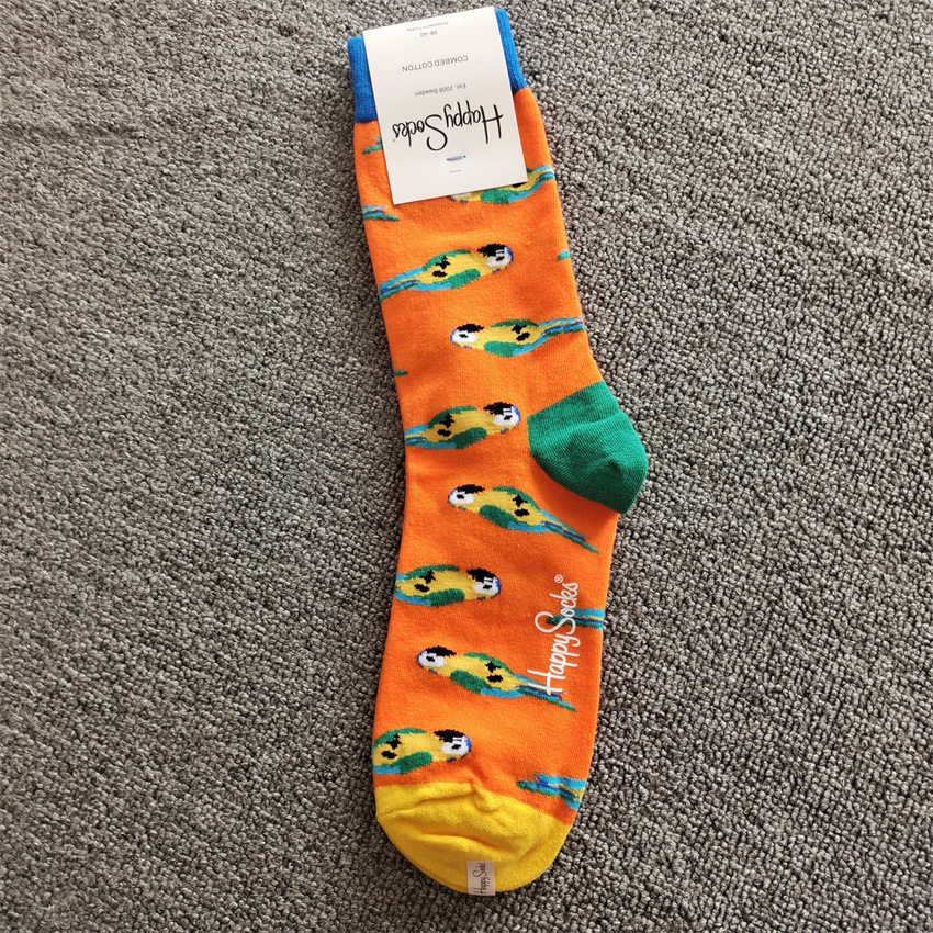 2025d 2025d New Swedish Trendy Brand Ins Happy Striped Polka Dot Mid-Calf Colorful Internet Celebrity Cotton Socks_voghion.com