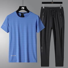 Men's Mid-Season Short-Sleeve T-Shirt | Summer New Ice-Silk Sports Suit | Men's Loose-Fit Dad-Style Summer Pants | Casual Wear