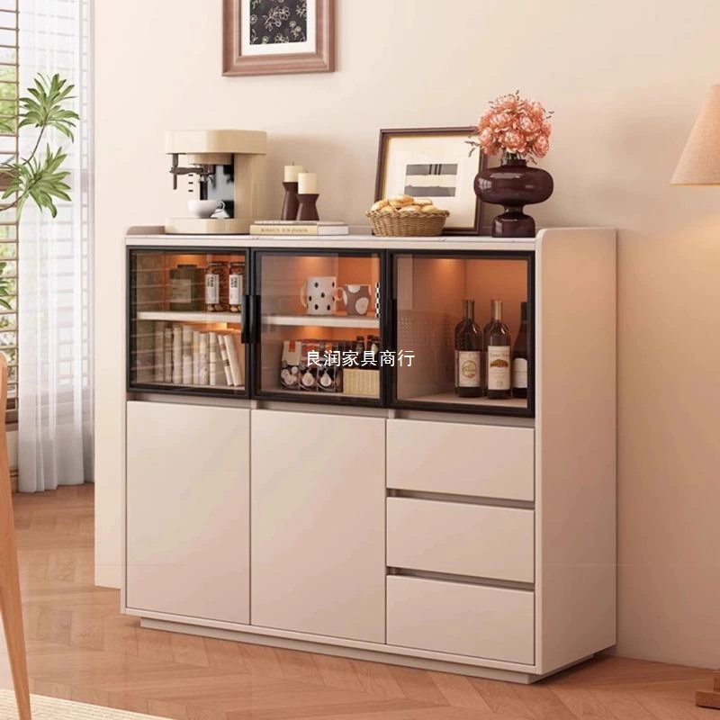 Буфет из цельного дерева для гостиной, встроенный настенный чайный шкаф, современный простой домашний напольный шкаф для хранения, кухонный шкаф для хранения