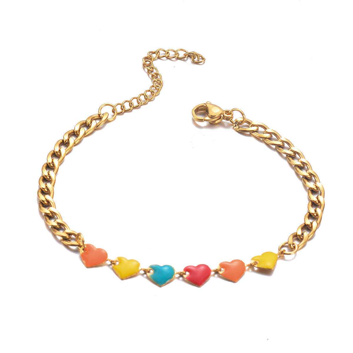 Bracelets Classification 304 Stainless Steel Chain Material Cute Heart Shape 304 Stainless Steel Bracelets In Bulk