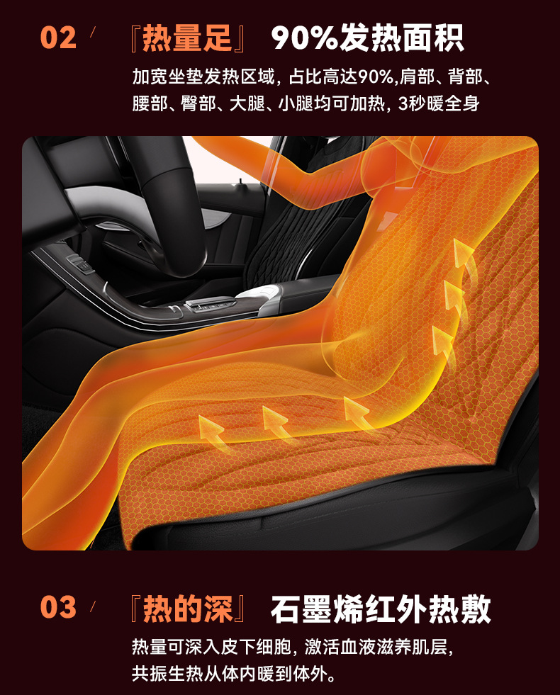 2024 new car heating cushion crystal velvet graphene car heating pad winter warm cushion wholesale