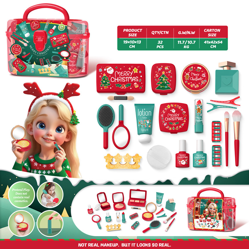 Niñas transfronterizas niños casa simulación de vestir maquillaje conjunto de maquillaje joyas de maquillaje vestido vestido juguetes de Navidad