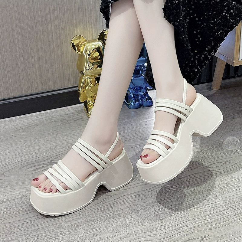 Женские летние сандалии на толстой платформе в корейском стиле, новые универсальные, маленькие, повседневные, оптом.