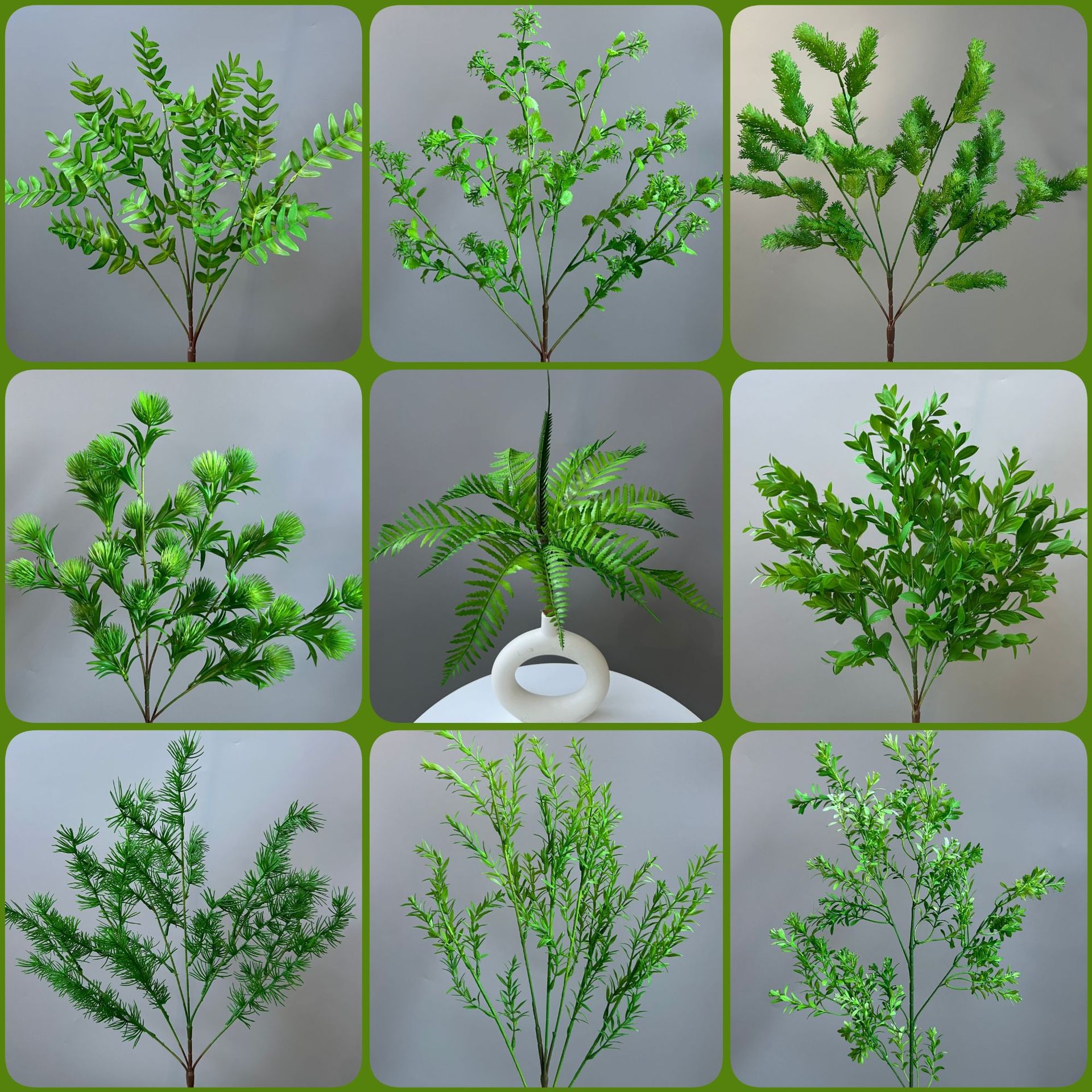 仿真龙须草芦荀草蓬莱松千层金塑料花材绿色森系婚庆地排吊顶插花