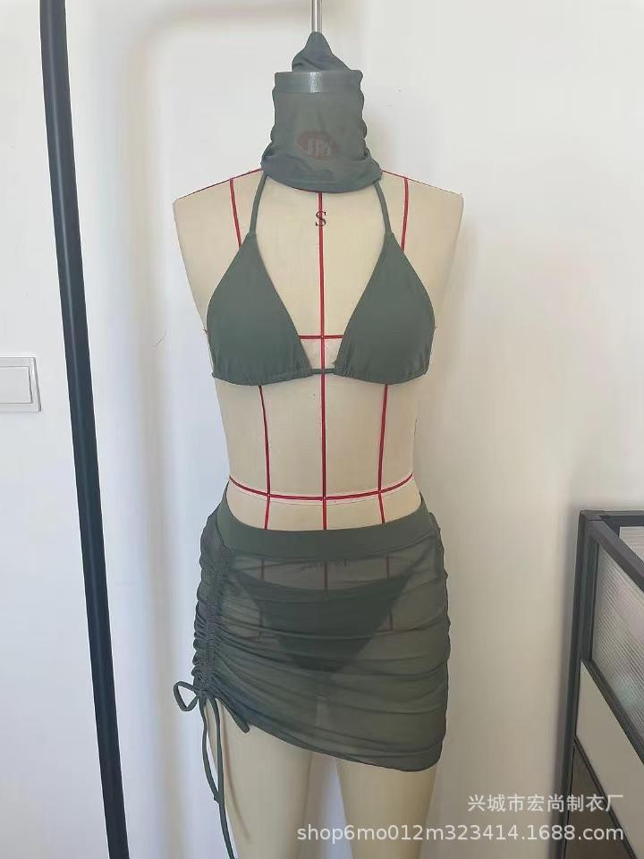 175g Weight Sleeveless Sleeve Length Nylon Fabric Type Shorts Co-ord Set Sets Type 4 Pieces Set Quantity Swimming Occasion 3 Pieces Set Neckline Regular Fit Fit Type Solid Color Pattern Women's Gender Sexy Style Women's Sexy Solid Color 4 Pieces Set Bikinis Swimwear 无