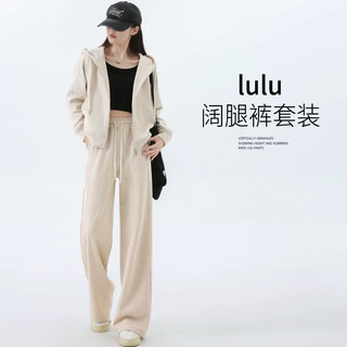 运动套装女春秋冬季连帽卫衣开衫显瘦2026新款休闲雪尼尔阔腿裤子