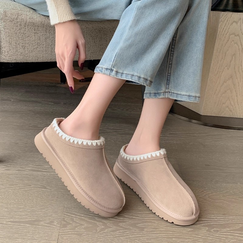 Botas de nieve de baja parte de Augu Lion para mujeres 2025, nuevos zapatos de invierno de terciopelo grueso con un pedazo exterior de pan y algodón