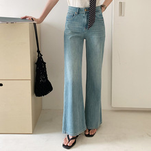 抖音代发当季新款直叭牛仔女夏季高腰胖mm大码显瘦梨形身材宽松裤