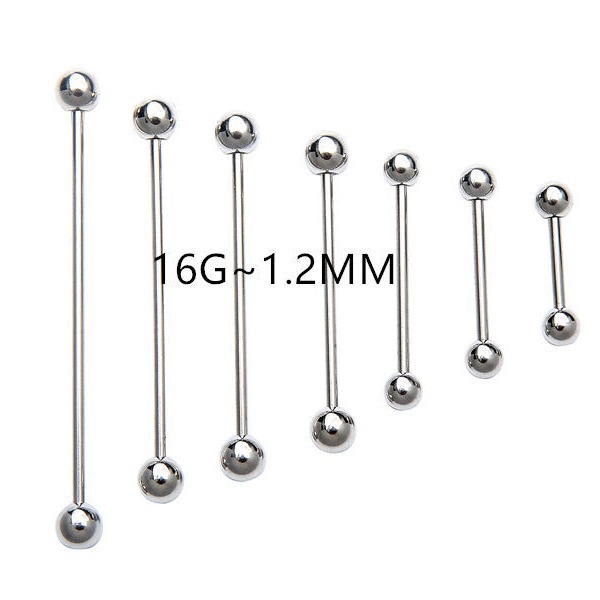 European and American Bridge Long Ear Nail Ear Nail Titanium Steel Tattoo Perforated Tongue Nail Puncture Ornament Rod Thick 1.2 Thin Rod in stock