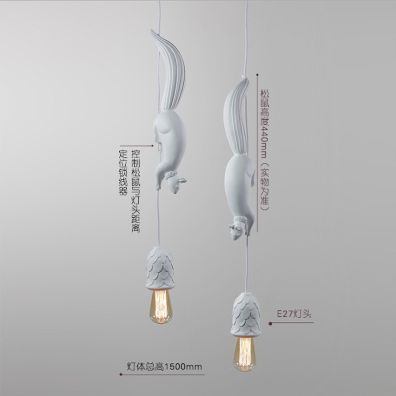 Nordic diseñador restaurante araña simple creativo bar decoración resina animal lámpara habitación de los niños ardilla pequeña araña