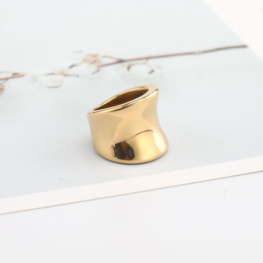 Holiday, Daily Occasion 304 Stainless Steel Material Geometric Pattern Real Gold Plated Geometric 304 Stainless Steel Lady Waterproof Non Tarnish Rings