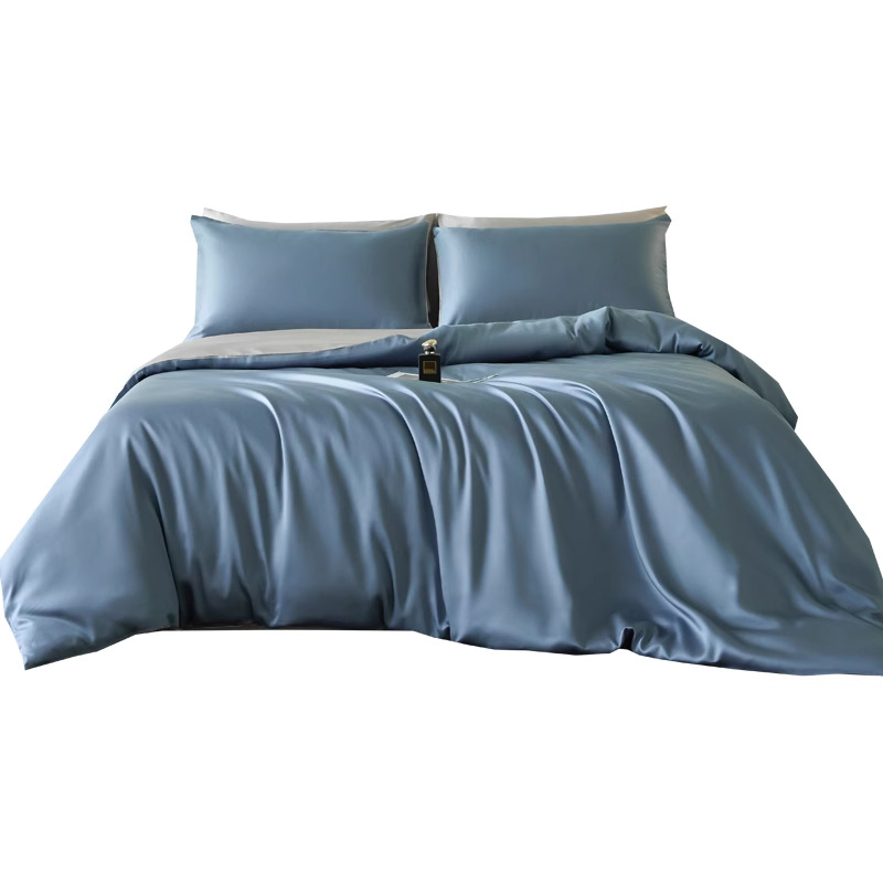 Nuevo 2025 nuevo estilo de seda de hielo de lujo ligero de cuatro piezas sábanas de verano fresco funda de edredón seda resbaladiza ropa de cama desnuda