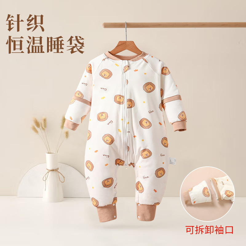 Baby Constant Temperature Knitted Split-Leg Sleeping Bag Pure Cotton Spring and Autumn Cotton Sleeping Bag Children's Four-Season Pajamas Baby Sleeping Bag Ready for Sale